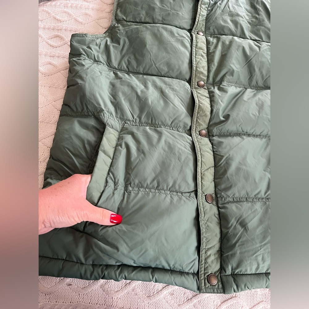 Men’s Lands' End Olive Quilted Jacket Feather Down Vest Size Medium - Picture 15 of 15